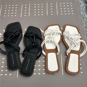 Azalea Wang Black and White Knotted Sandals